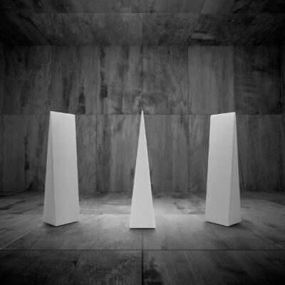 Black and White Dark Empty Grungy Room (3d Illustration)