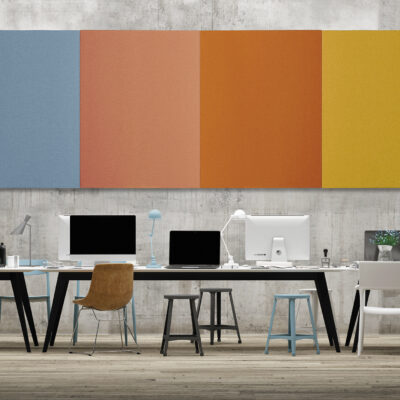 Dream work space office, three mock up poster on concrete wall, 3d illustration